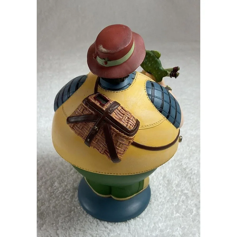 RARE Dept 56 Flip Tops Collection Fisherman w/Fish Candy Dish Trinket Box Hinged
